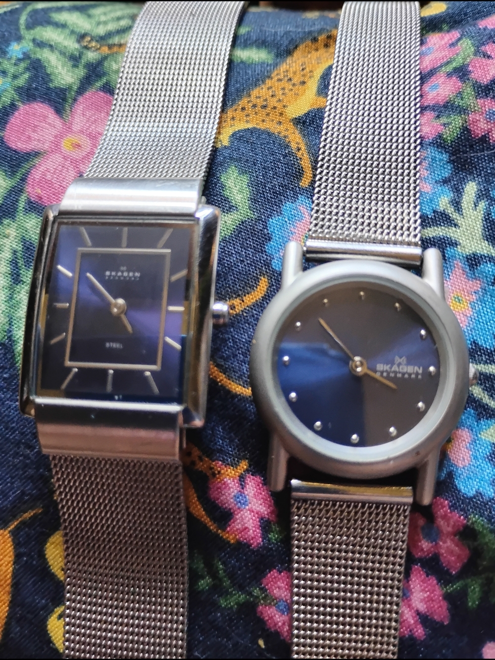 Skagen Men’s & WOMANS Blue Dial Stainless Steel Mesh Strap Watch
